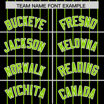 Custom Black Neon Green Pinstripe Personalized Two-Tone Authentic Baseball Jersey