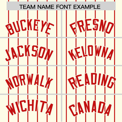 Custom Cream Red Pinstripe Personalized Two-Tone Authentic Baseball Jersey