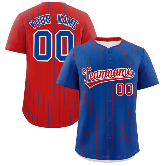 Custom Royal Red Pinstripe Personalized Two-Tone Authentic Baseball Jersey