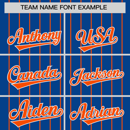 Custom Royal Orange Pinstripe Personalized Two-Tone Authentic Baseball Jersey