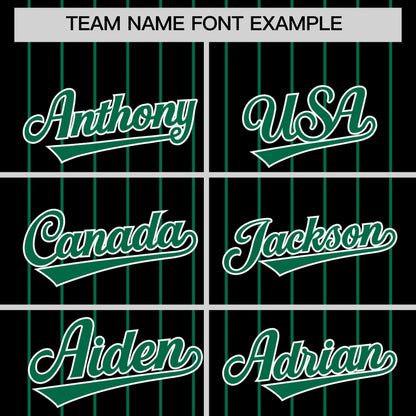 Custom Black Kelly Green Pinstripe Personalized Two-Tone Authentic Baseball Jersey