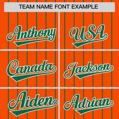 Custom Orange Kelly Green Pinstripe Personalized Two-Tone Authentic Baseball Jersey