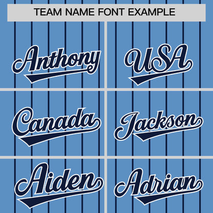 Custom Light Blue Navy Pinstripe Personalized Two-Tone Authentic Baseball Jersey