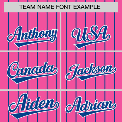 Custom Pink Royal Pinstripe Personalized Two-Tone Authentic Baseball Jersey