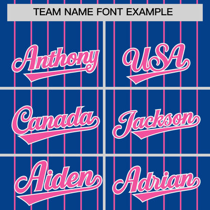 Custom Royal Pink Pinstripe Personalized Two-Tone Authentic Baseball Jersey