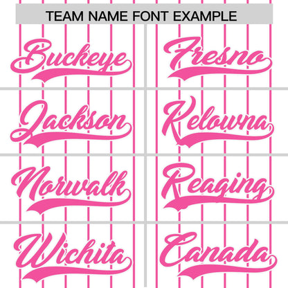 Custom White Pink Pinstripe Personalized Two-Tone Authentic Baseball Jersey