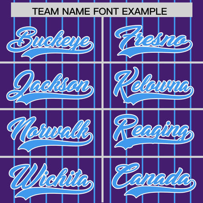 Custom Purple Powder Blue Pinstripe Personalized Two-Tone Authentic Baseball Jersey