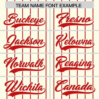 Custom Cream Red Pinstripe Personalized Two-Tone Authentic Baseball Jersey