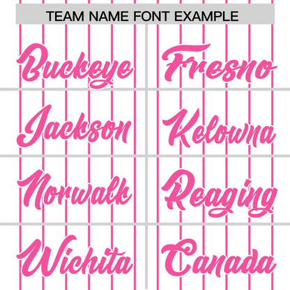 Custom White Pink Pinstripe Personalized Two-Tone Authentic Baseball Jersey