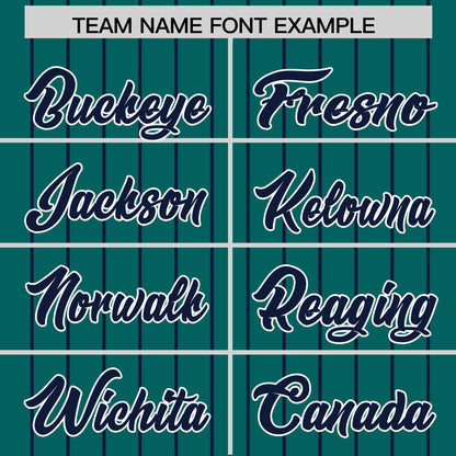 Custom Aqua Navy Pinstripe Personalized Two-Tone Authentic Baseball Jersey