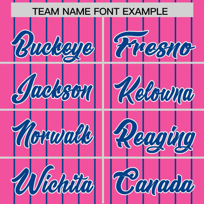 Custom Pink Royal Pinstripe Personalized Two-Tone Authentic Baseball Jersey