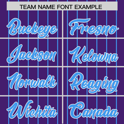 Custom Purple Powder Blue Pinstripe Personalized Two-Tone Authentic Baseball Jersey