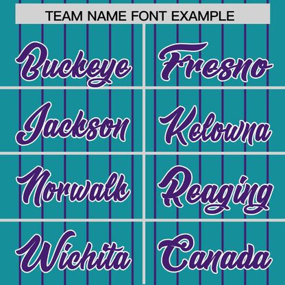 Custom Teal Purple Pinstripe Personalized Two-Tone Authentic Baseball Jersey