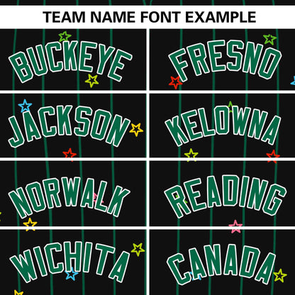 Custom Black Kelly Green Stripe Fashion Personalized Star Pattern Authentic Baseball Jersey