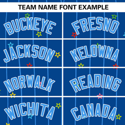 Custom Royal Powder Blue Stripe Fashion Personalized Star Pattern Authentic Baseball Jersey