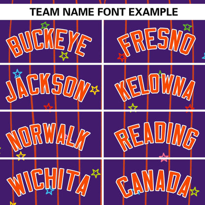 Custom Purple Orange Stripe Fashion Personalized Star Pattern Authentic Baseball Jersey