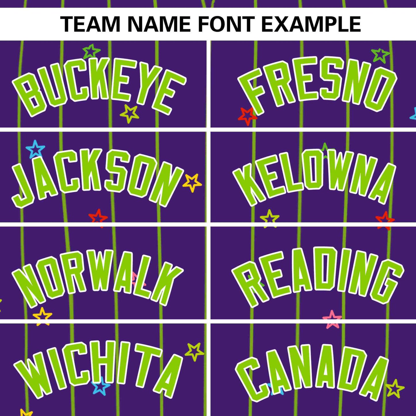 Custom Purple Neon Green Stripe Fashion Personalized Star Pattern Authentic Baseball Jersey