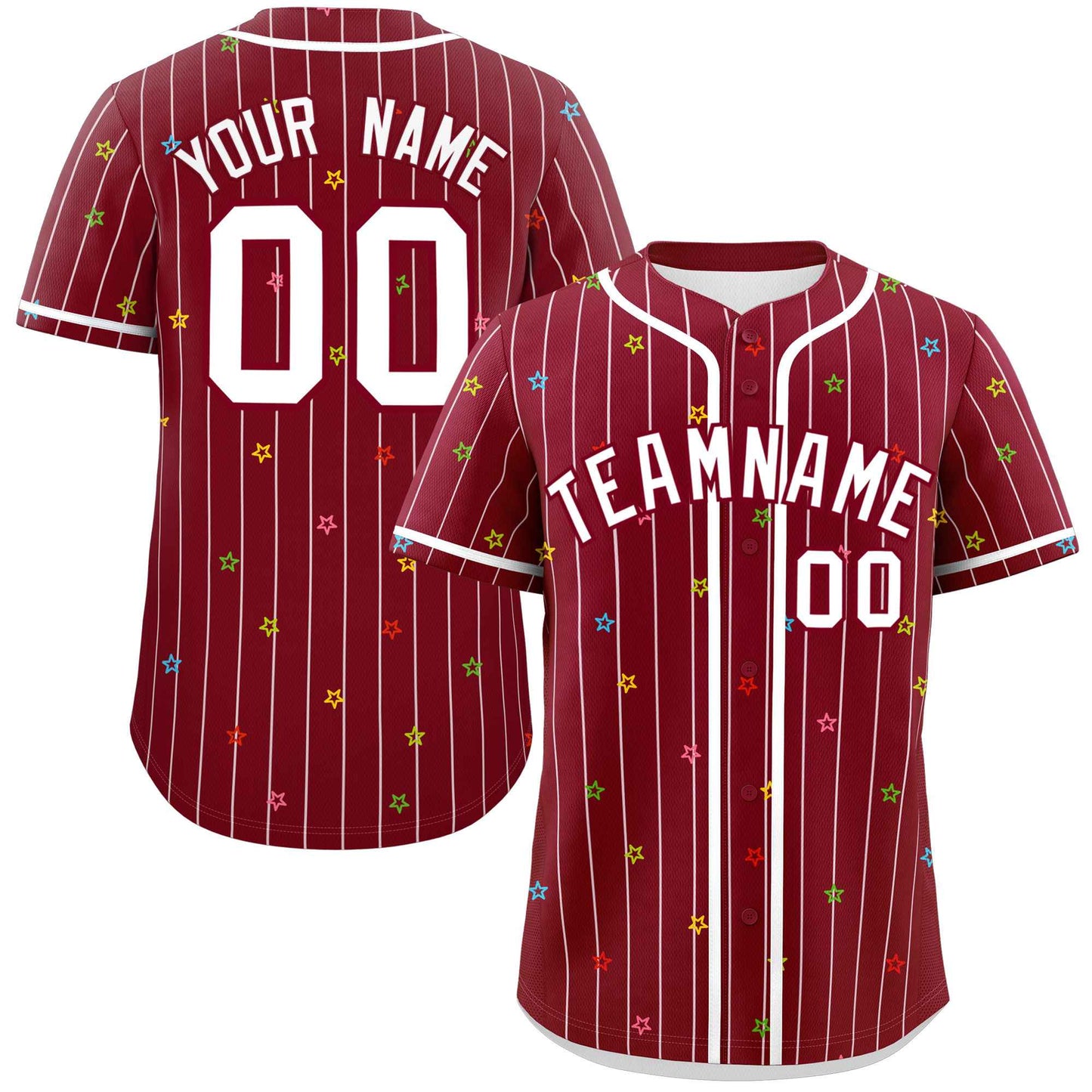 Custom Crimson White Stripe Fashion Personalized Star Pattern Authentic Baseball Jersey