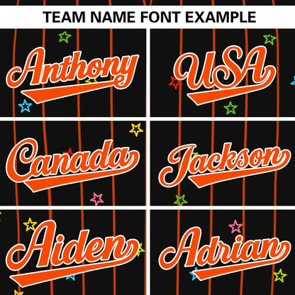 Custom Black Orange Stripe Fashion Personalized Star Pattern Authentic Baseball Jersey