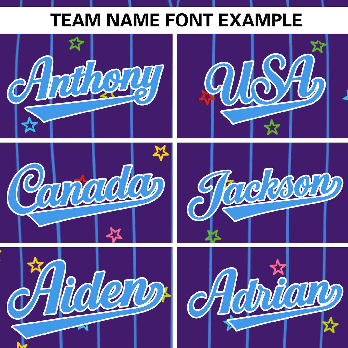 Custom Purple Powder Blue Stripe Fashion Personalized Star Pattern Authentic Baseball Jersey