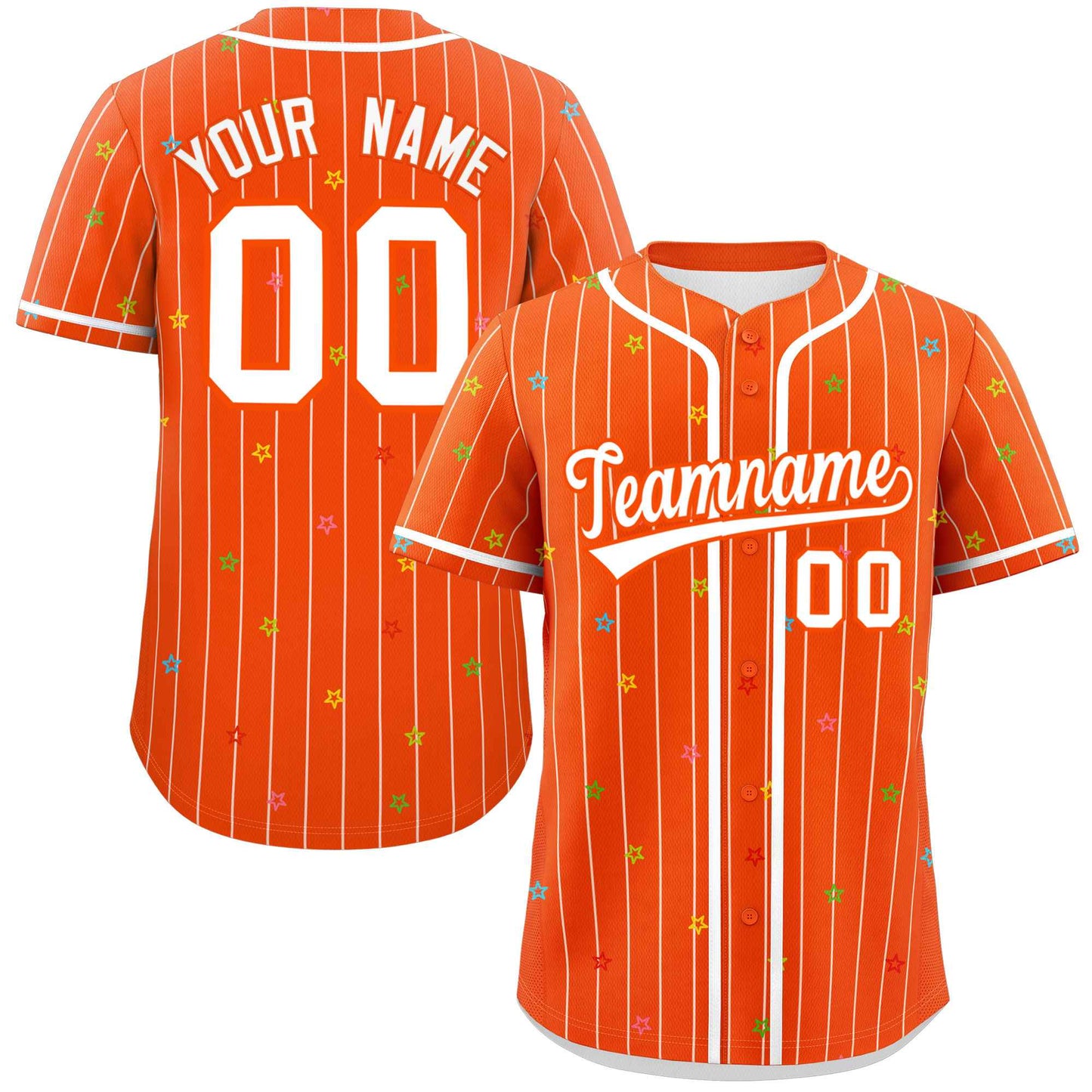 Custom Orange White Stripe Fashion Personalized Star Pattern Authentic Baseball Jersey