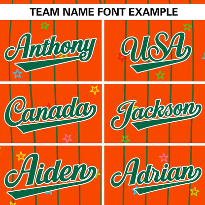 Custom Orange Kelly Green Stripe Fashion Personalized Star Pattern Authentic Baseball Jersey