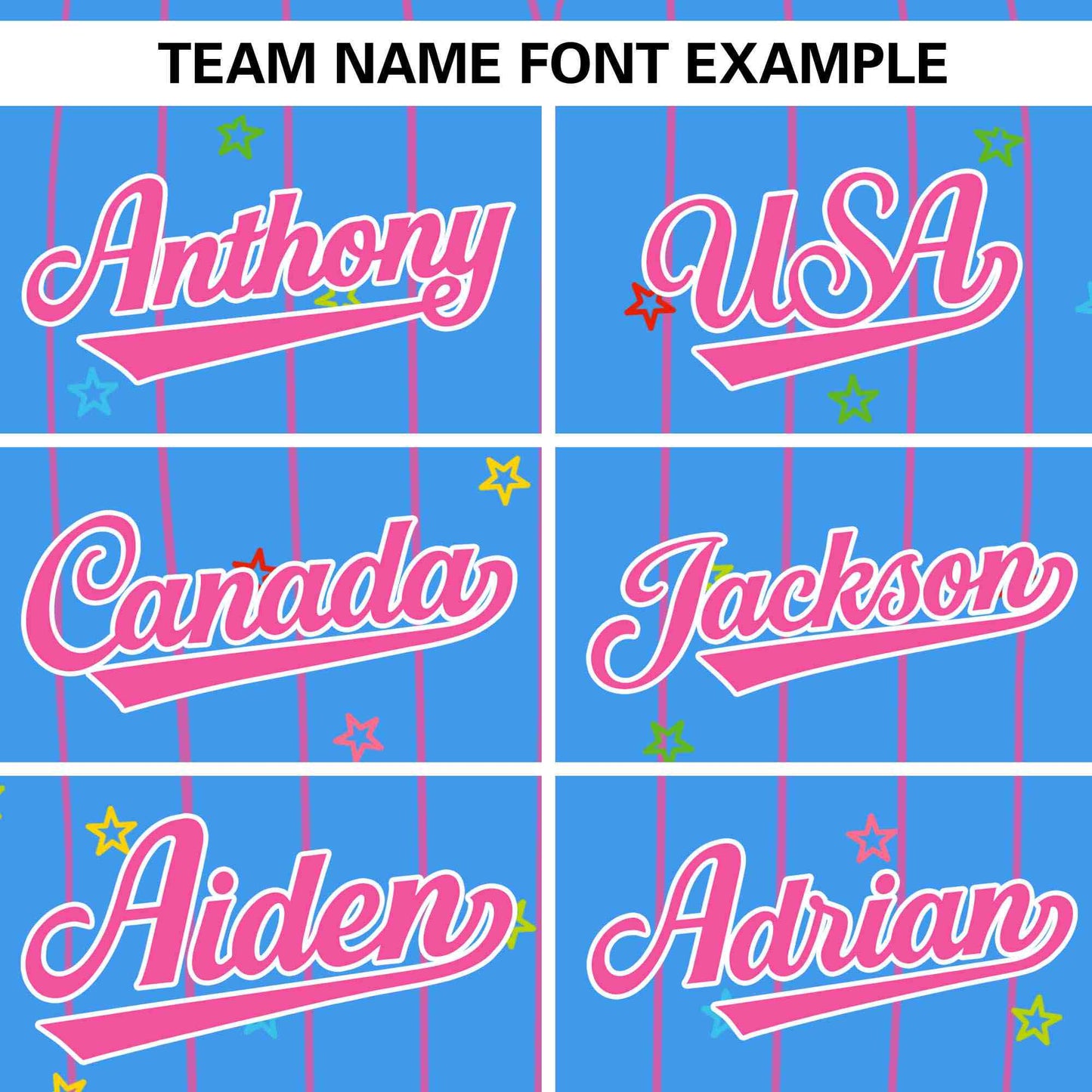 Custom Powder Blue Pink Stripe Fashion Personalized Star Pattern Authentic Baseball Jersey