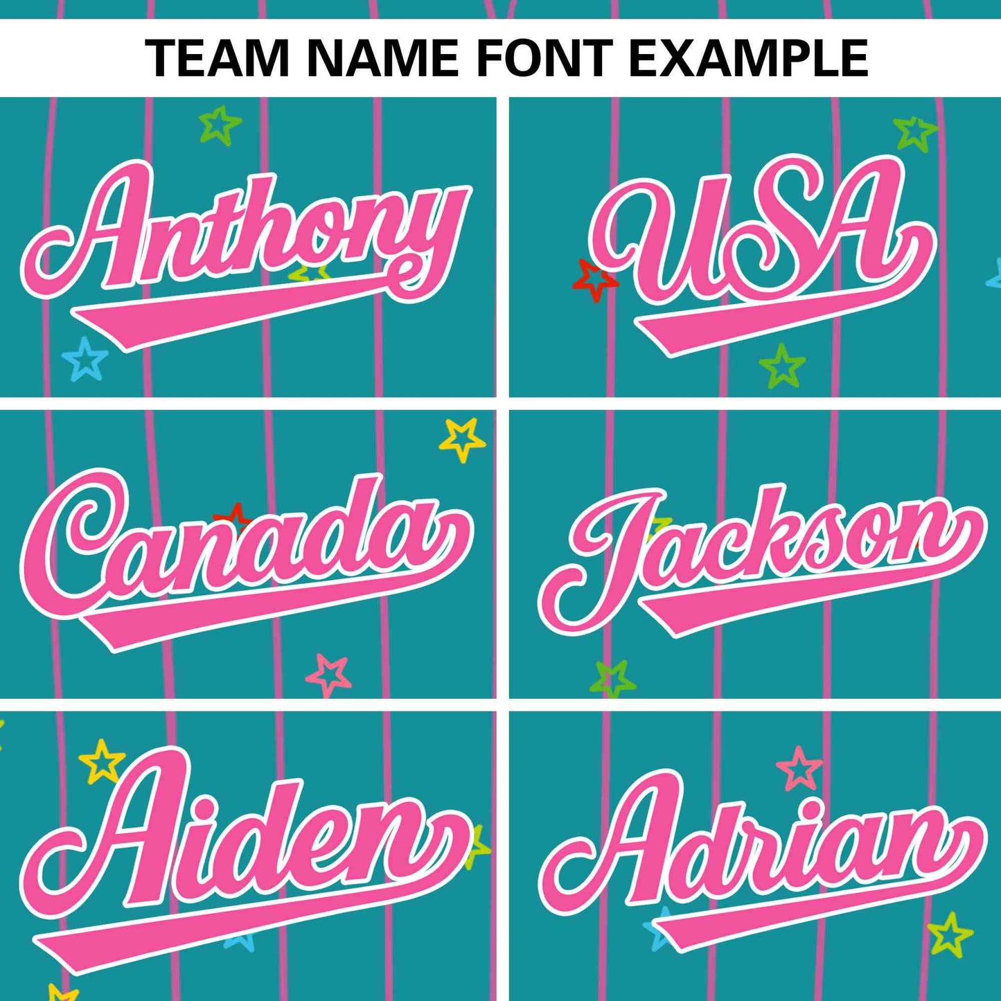 Custom Aqua Pink Stripe Fashion Personalized Star Pattern Authentic Baseball Jersey