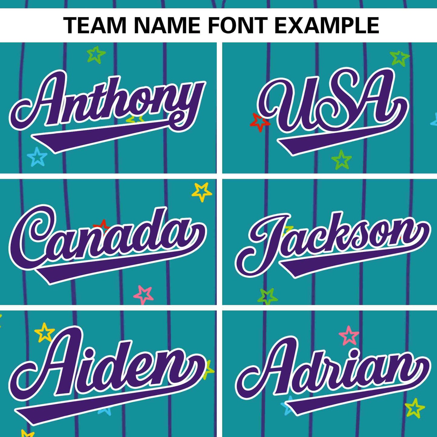 Custom Aqua Purple Stripe Fashion Personalized Star Pattern Authentic Baseball Jersey