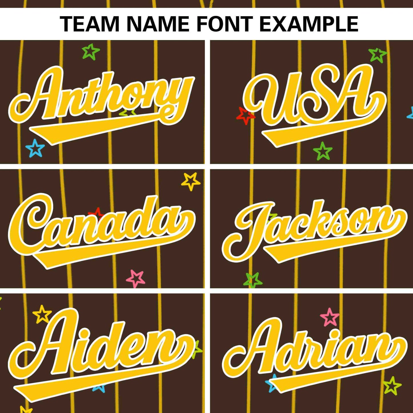 Custom Brown Gold Stripe Fashion Personalized Star Pattern Authentic Baseball Jersey