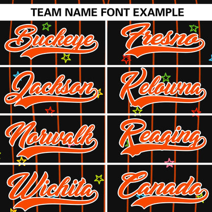 Custom Black Orange Stripe Fashion Personalized Star Pattern Authentic Baseball Jersey