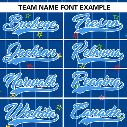 Custom Royal Powder Blue Stripe Fashion Personalized Star Pattern Authentic Baseball Jersey