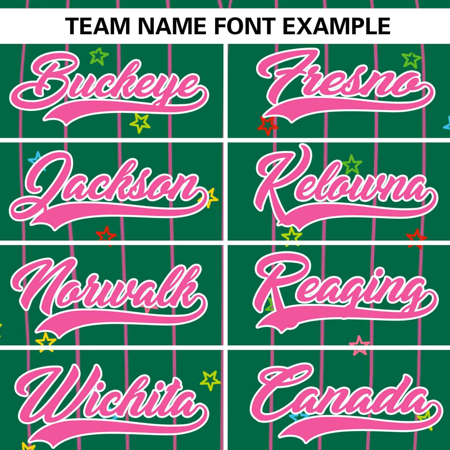 Custom Kelly Green Pink Stripe Fashion Personalized Star Pattern Authentic Baseball Jersey