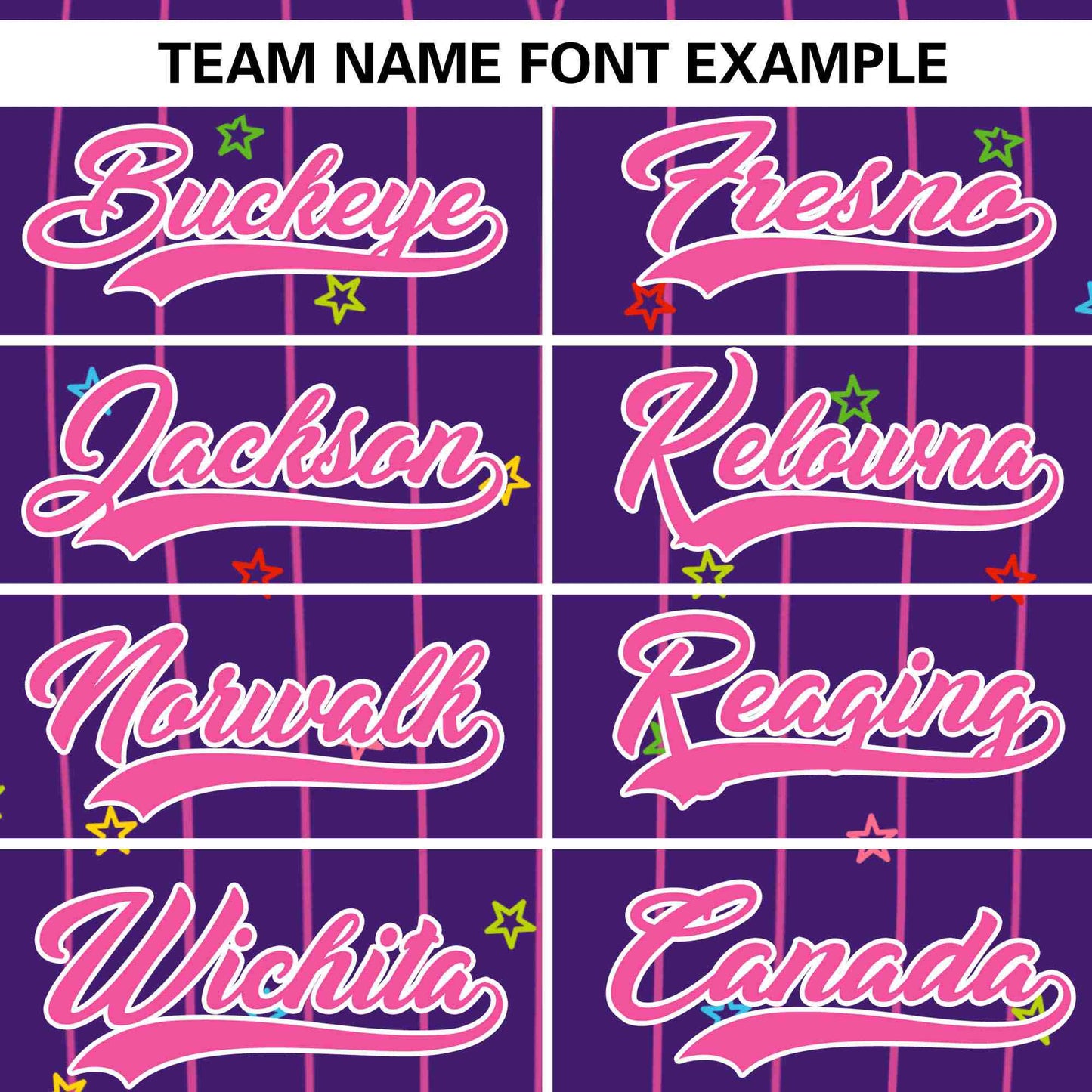 Custom Purple Pink Stripe Fashion Personalized Star Pattern Authentic Baseball Jersey