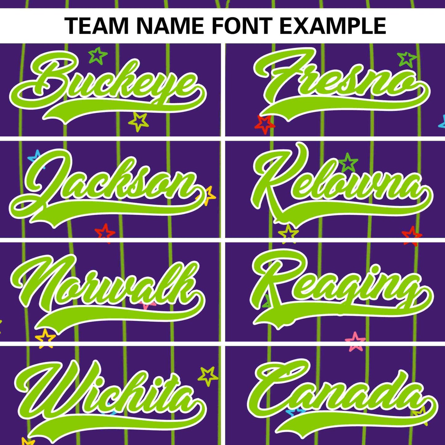 Custom Purple Neon Green Stripe Fashion Personalized Star Pattern Authentic Baseball Jersey