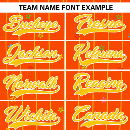 Custom Orange Gold Stripe Fashion Personalized Star Pattern Authentic Baseball Jersey