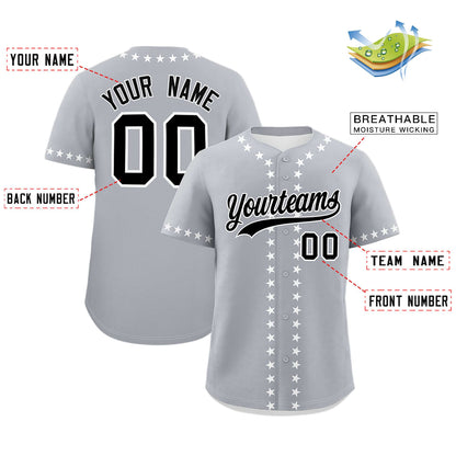 Custom Gray White Star Ribbing Authentic Baseball Jersey