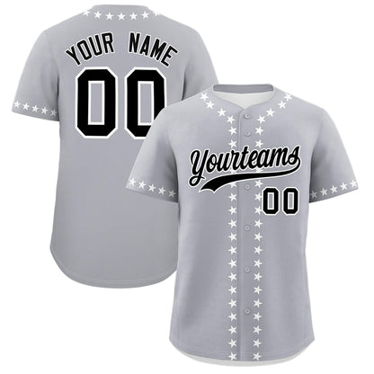 Custom Gray White Star Ribbing Authentic Baseball Jersey