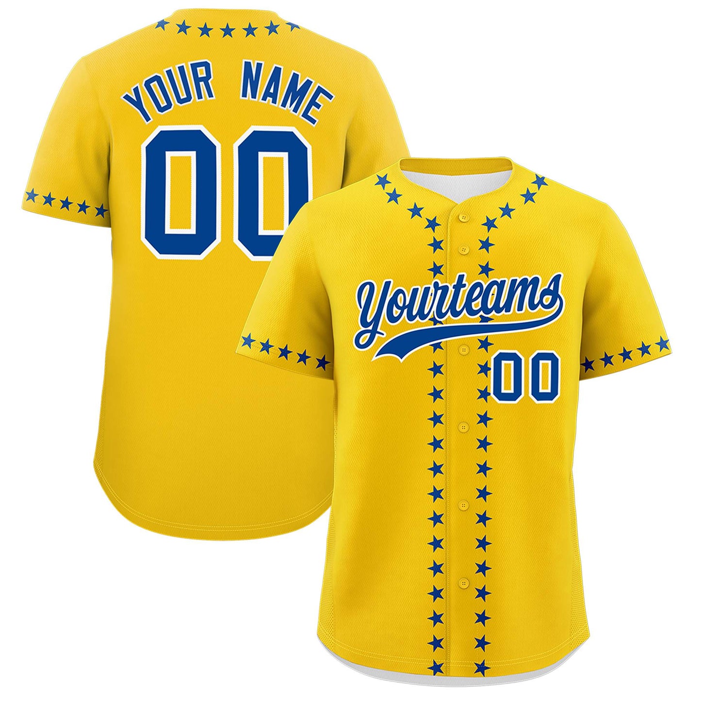 Custom Gold Royal Star Ribbing Authentic Baseball Jersey