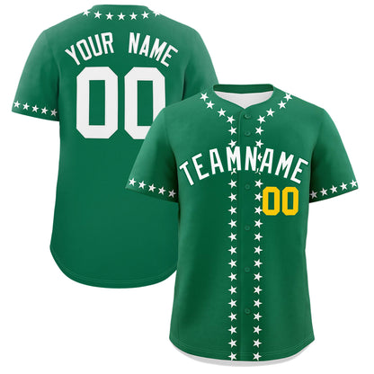 Custom Kelly Green White Star Ribbing Authentic Baseball Jersey