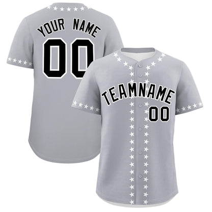 Custom Gray White Star Ribbing Authentic Baseball Jersey