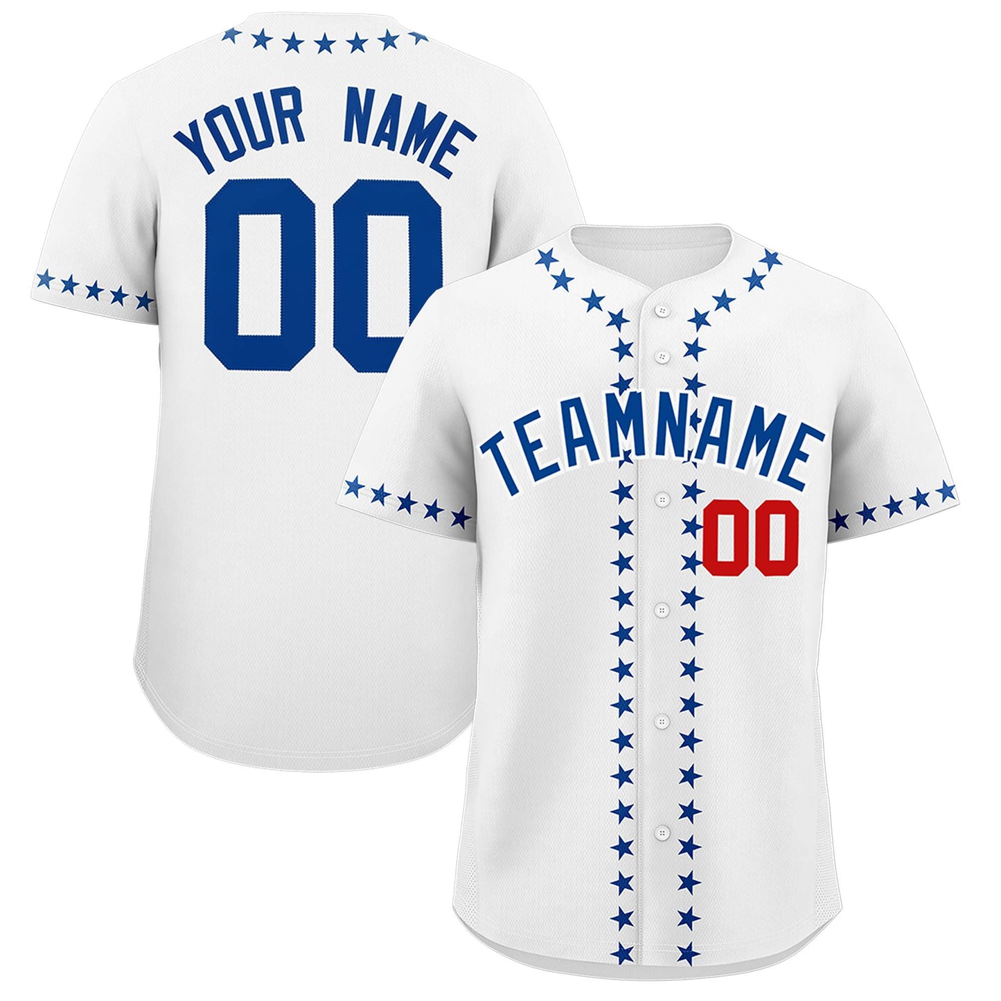 Custom White Royal Star Ribbing Authentic Baseball Jersey