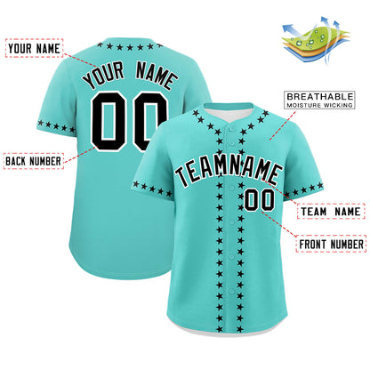 Custom Bright Green Black Star Ribbing Authentic Baseball Jersey