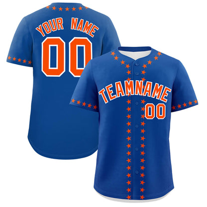 Custom Royal Orange Star Ribbing Authentic Baseball Jersey