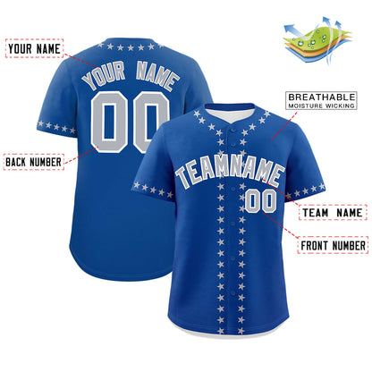 Custom Royal Gray Star Ribbing Authentic Baseball Jersey