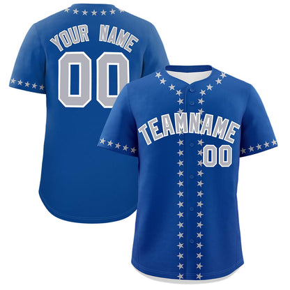 Custom Royal Gray Star Ribbing Authentic Baseball Jersey