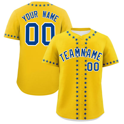 Custom Gold Royal Star Ribbing Authentic Baseball Jersey