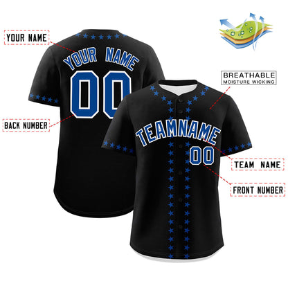 Custom Black Royal Star Ribbing Authentic Baseball Jersey