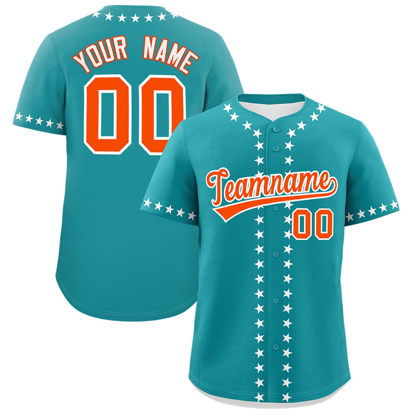 Custom Aqua White Star Ribbing Authentic Baseball Jersey