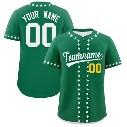 Custom Kelly Green White Star Ribbing Authentic Baseball Jersey